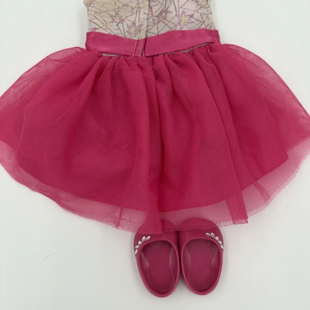 American Girl Magenta Tulle Party Dress and Gemstone Shoes for 18‎ Inch Dolls
